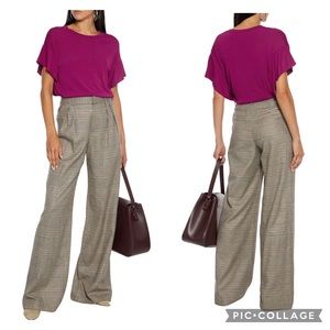 MaxMara “Caimano” Fuchsia Magenta Ruffle Back Stretch Knit Top